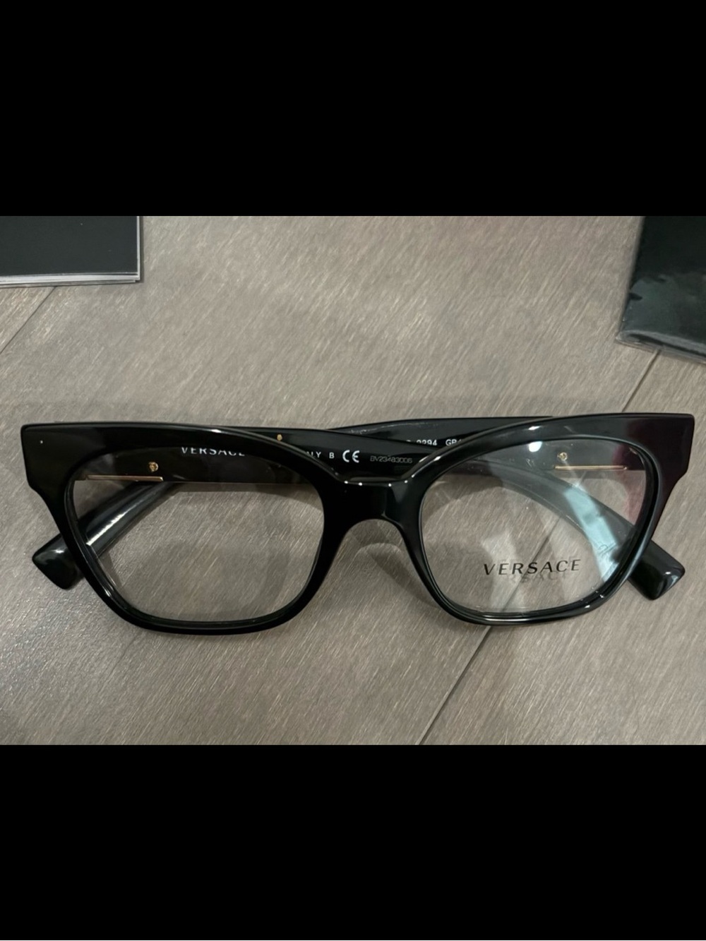 Versace Black Eyeglass Frames with Gold Logo Accents VERSACE VE3294 EYEGLASSES - Picture 2 of 4